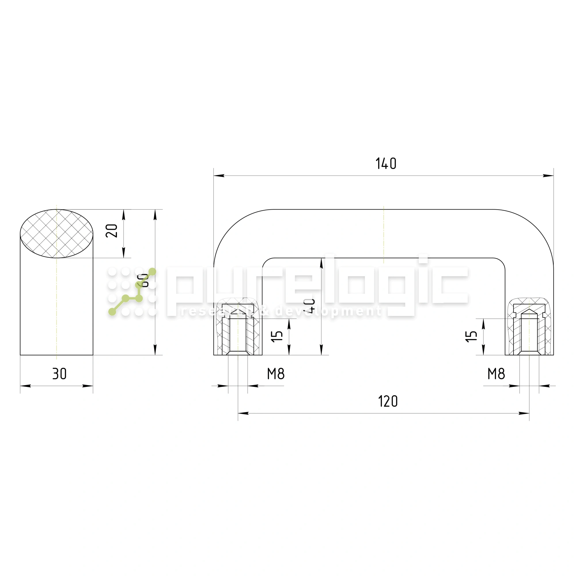 Ручка бугельная 100401-120*M8 1 370 Ручка бугельная 100401-120*M8 фото