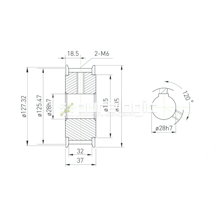 Шкив зубчатый BLA-40-T10-30-A-N28 фото