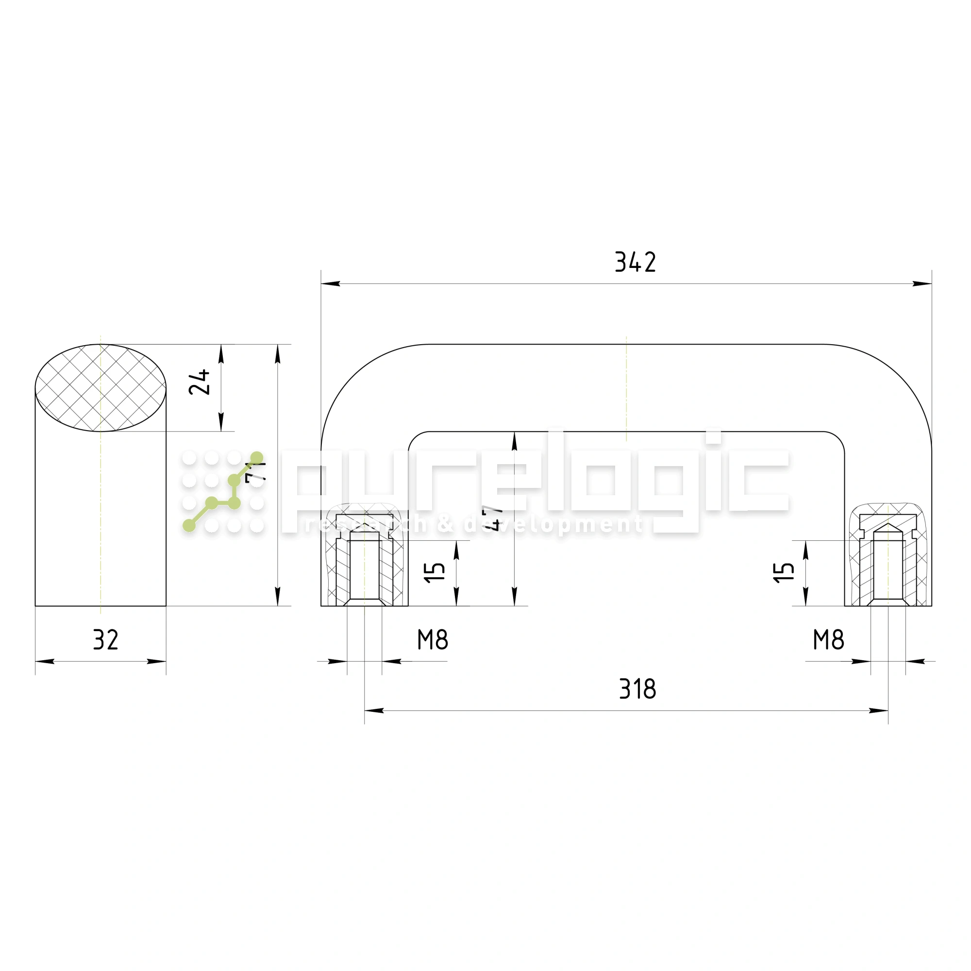 Ручка бугельная 100401-320*M8 3 026 Ручка бугельная 100401-320*M8 фото
