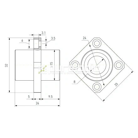 Втулка шариковая с фланцем LMKC8 фото