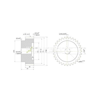 Шестерня прямозубая GS3-T32D19 фото