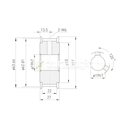 Шкив зубчатый BLA-40-T5-20-A-N19 фото