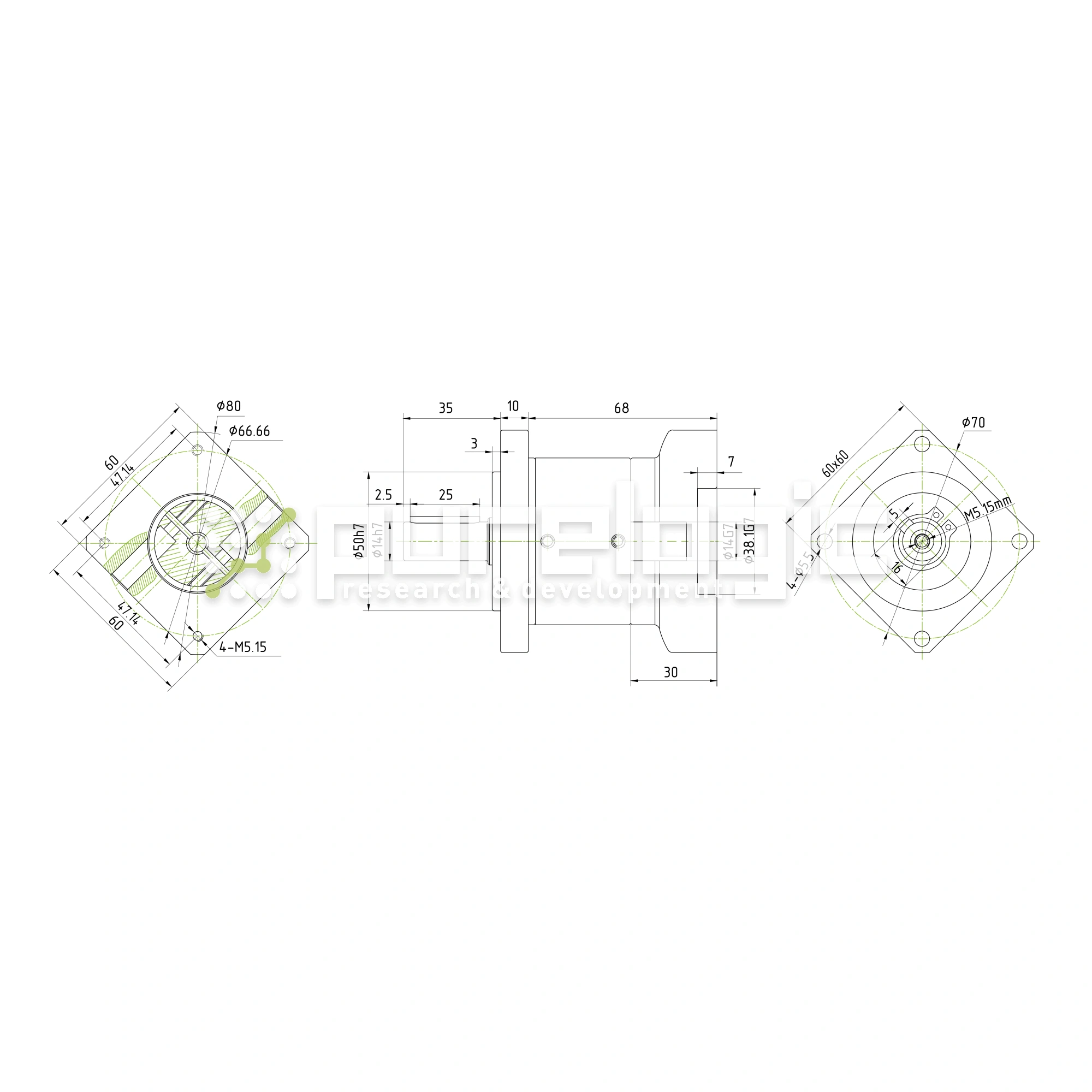Редуктор планетарный 57PLF3K-14S-D14 13 279 Редуктор планетарный 57PLF3K-14S-D14 фото