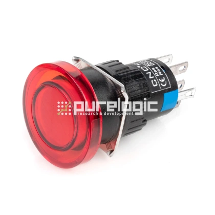 Кнопка на блок с подсветкой AD16-22MD-24V-RED фото