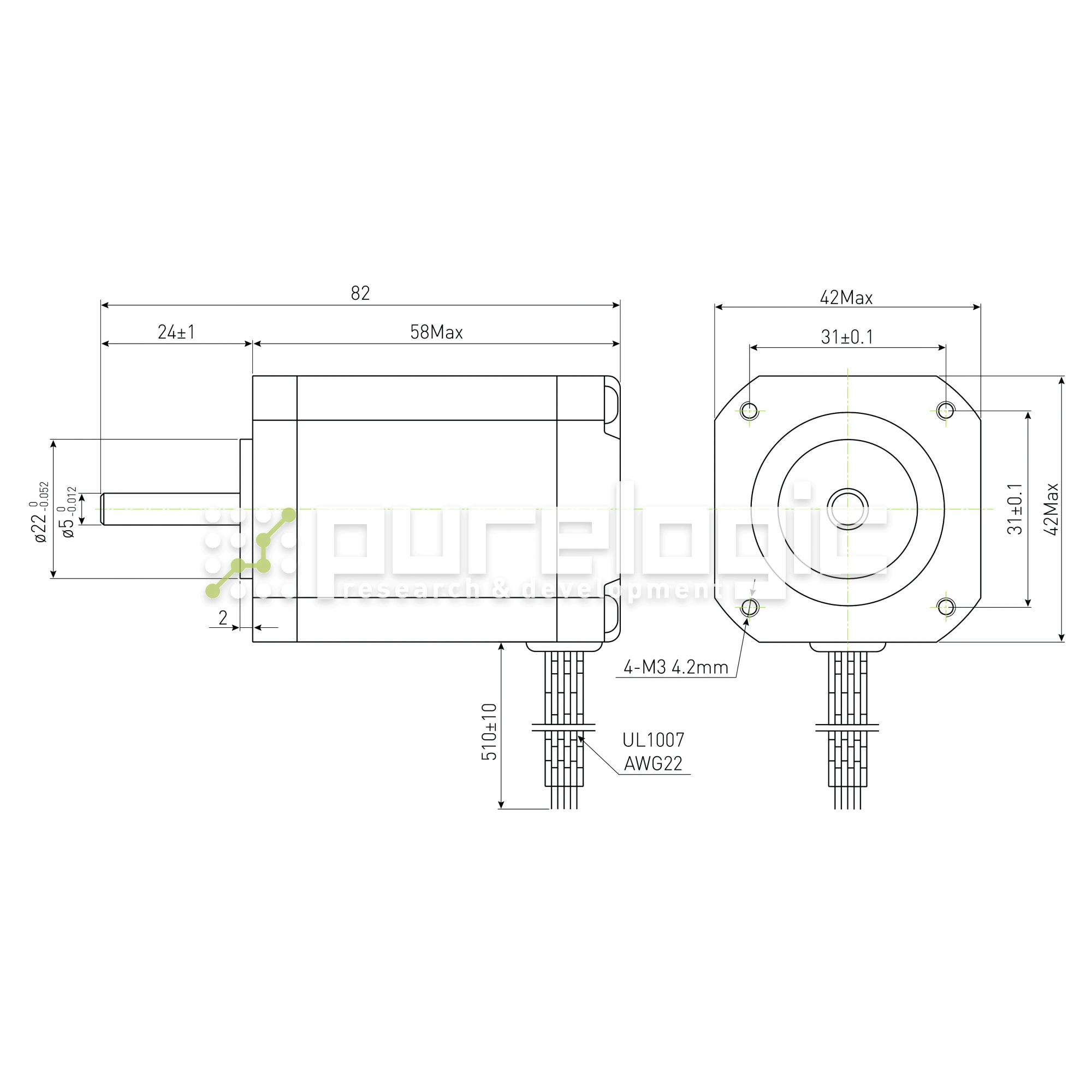 Двигатель шаговый PL42H58-D5 2 756 Двигатель шаговый PL42H58-D5 фото