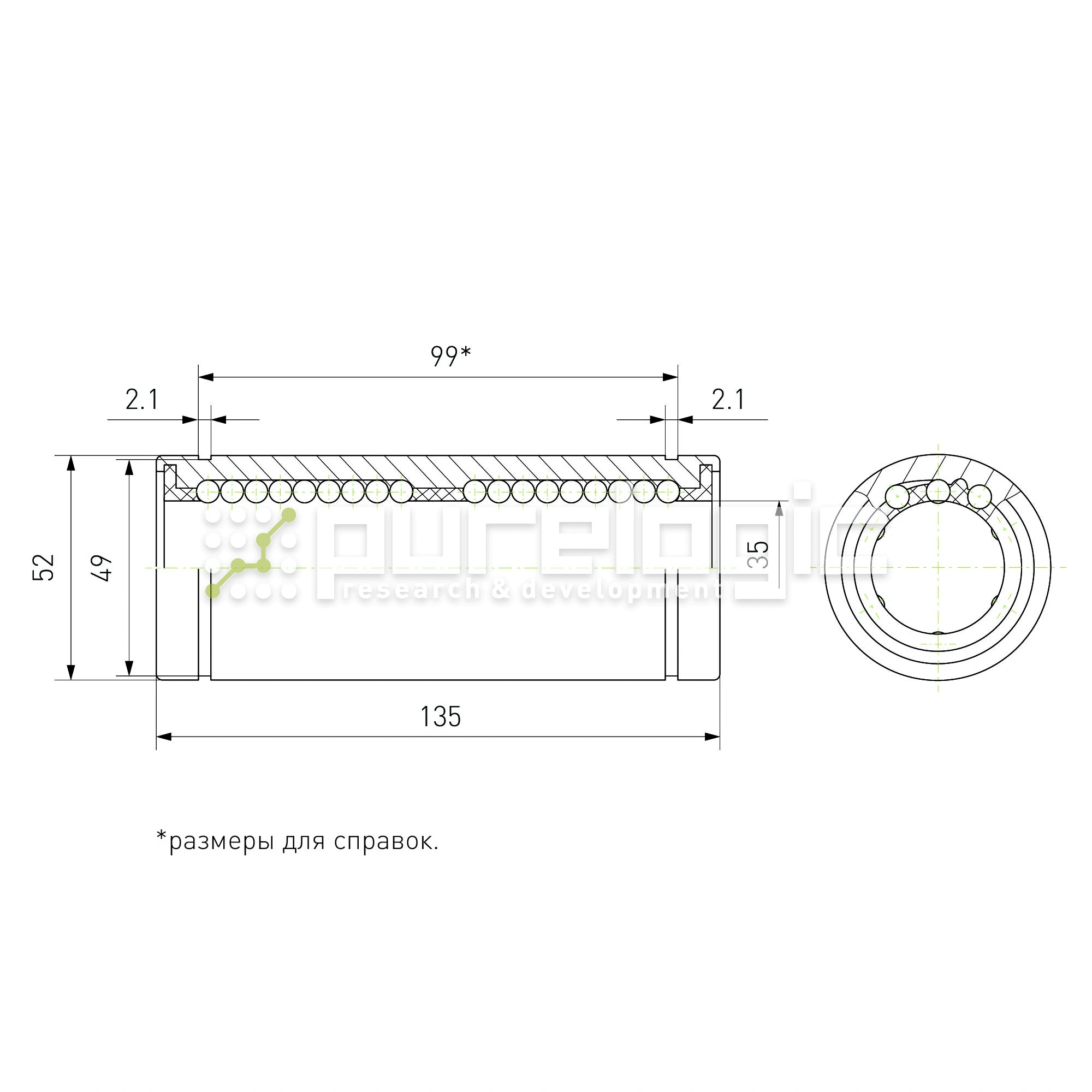 Втулка шариковая LM35L-UU 1 504 Втулка шариковая LM35L-UU фото