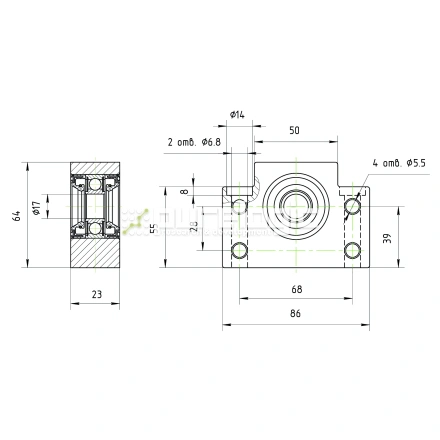 Опора ШВП подшипниковая BF17 фото