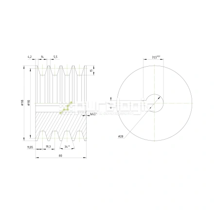 Шкив DP4B-28-120 фото