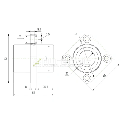 Втулка шариковая с фланцем LMKC25 877 Втулка шариковая с фланцем LMKC25 фото