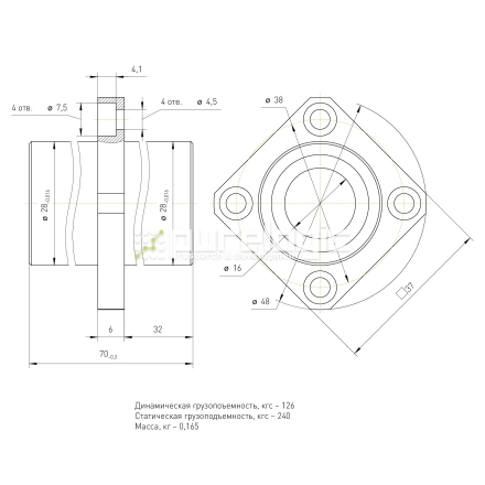 Втулка шариковая с фланцем LMKC16L фото