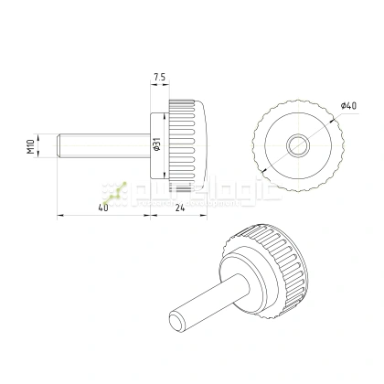 Ручка с рифлением 100213-40*M10*40 223 Ручка с рифлением 100213-40*M10*40 фото