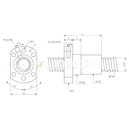 Гайка ШВП Hiwin R25-5K4-FSCNW (BD=3.175) фото