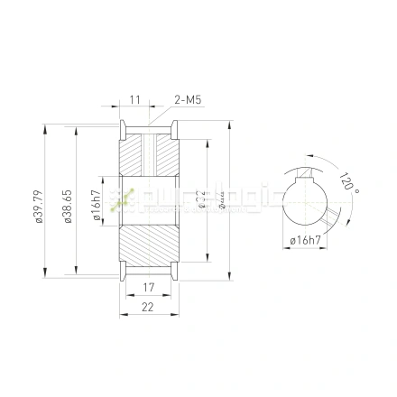 Шкив зубчатый BLA-25-5M-15-A-N16 фото