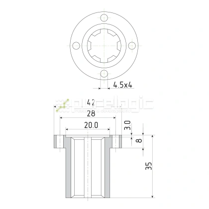 Шлицевая втулка с фланцем SNF-11x14 фото