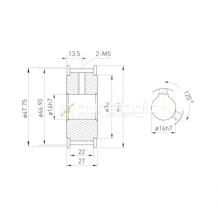 Шкив зубчатый BLA-30-T5-20-A-N16 фото