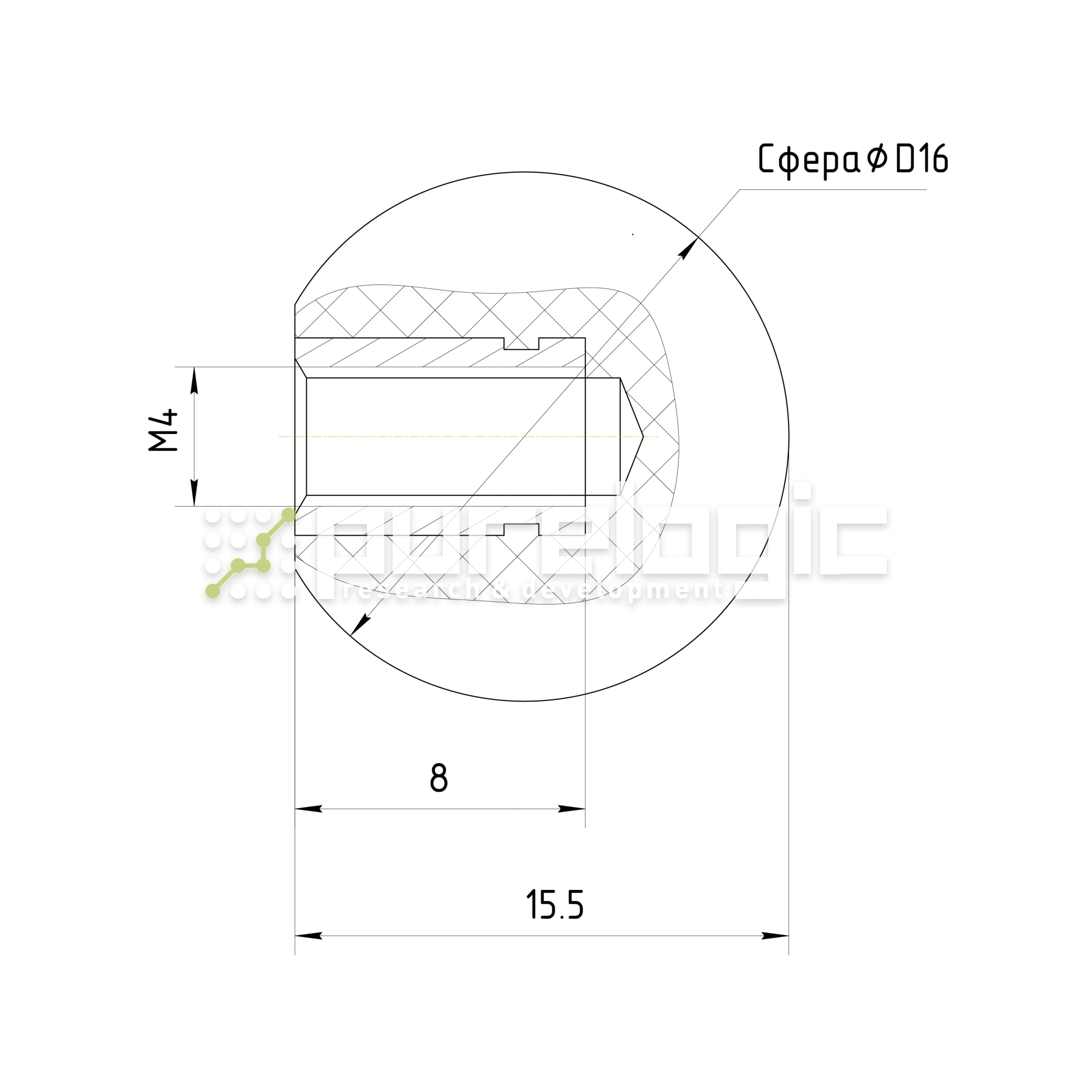Ручка круглая 100118-16*M4 45 Ручка круглая 100118-16*M4 фото