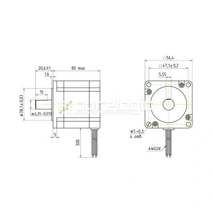 Двигатель шаговый трехфазный 573S20-LS фото