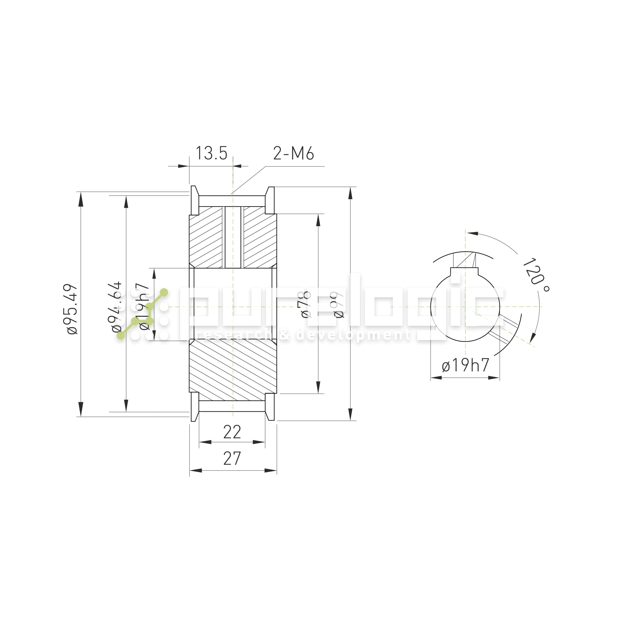 Шкив зубчатый BLA-60-T5-20-A-N19 2 943 Шкив зубчатый BLA-60-T5-20-A-N19 фото