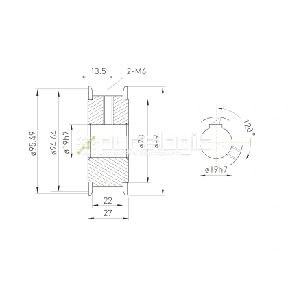 Шкив зубчатый BLA-60-T5-20-A-N19 2 943 Шкив зубчатый BLA-60-T5-20-A-N19 фото