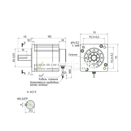 Двигатель шаговый 3PL110H185-D19K-IP65 фото