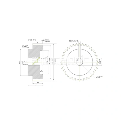 Шестерня косозубая GH3-T36D19 фото