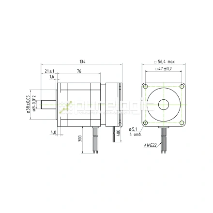 Двигатель шаговый с тормозом PL57H76-D8B фото