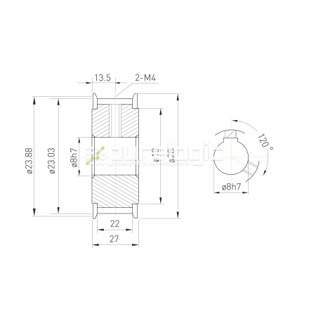Шкив зубчатый BSY-15-T5-20-A-N8 фото