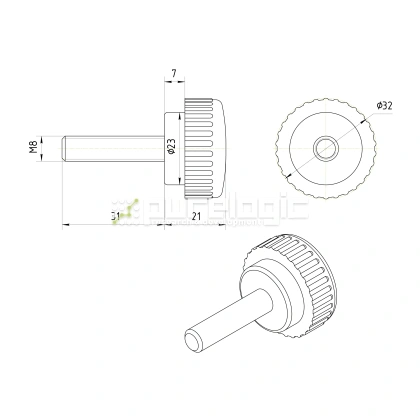 Ручка с рифлением 100213-32*M8*30 196 Ручка с рифлением 100213-32*M8*30 фото