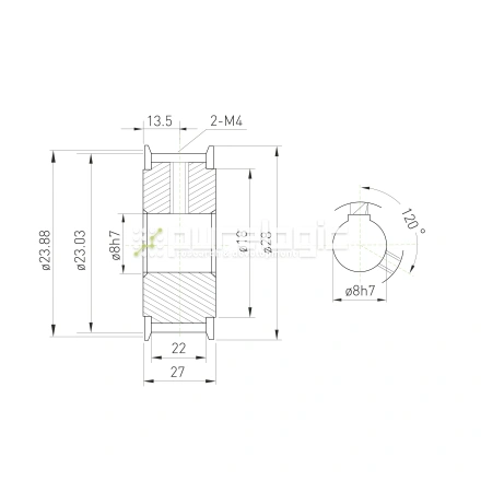 Шкив зубчатый BSY-15-T5-20-A-N8 фото