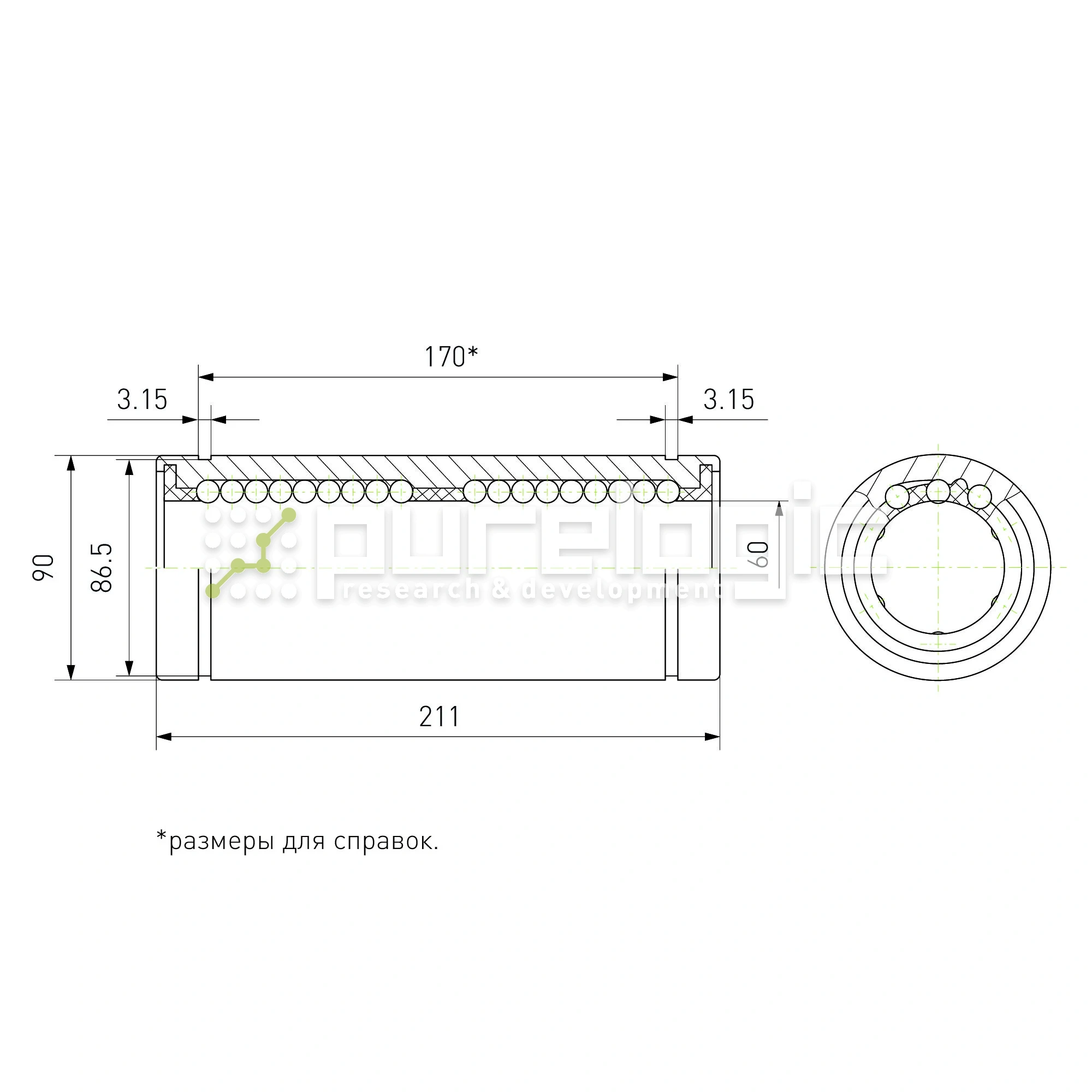 Втулка шариковая LM60L-UU 8 817 Втулка шариковая LM60L-UU фото