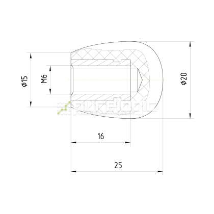 Ручка овальная 100122-25*M6 83 Ручка овальная 100122-25*M6 фото