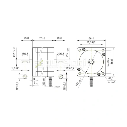 Двигатель шаговый PL86HD113-D12.7 фото