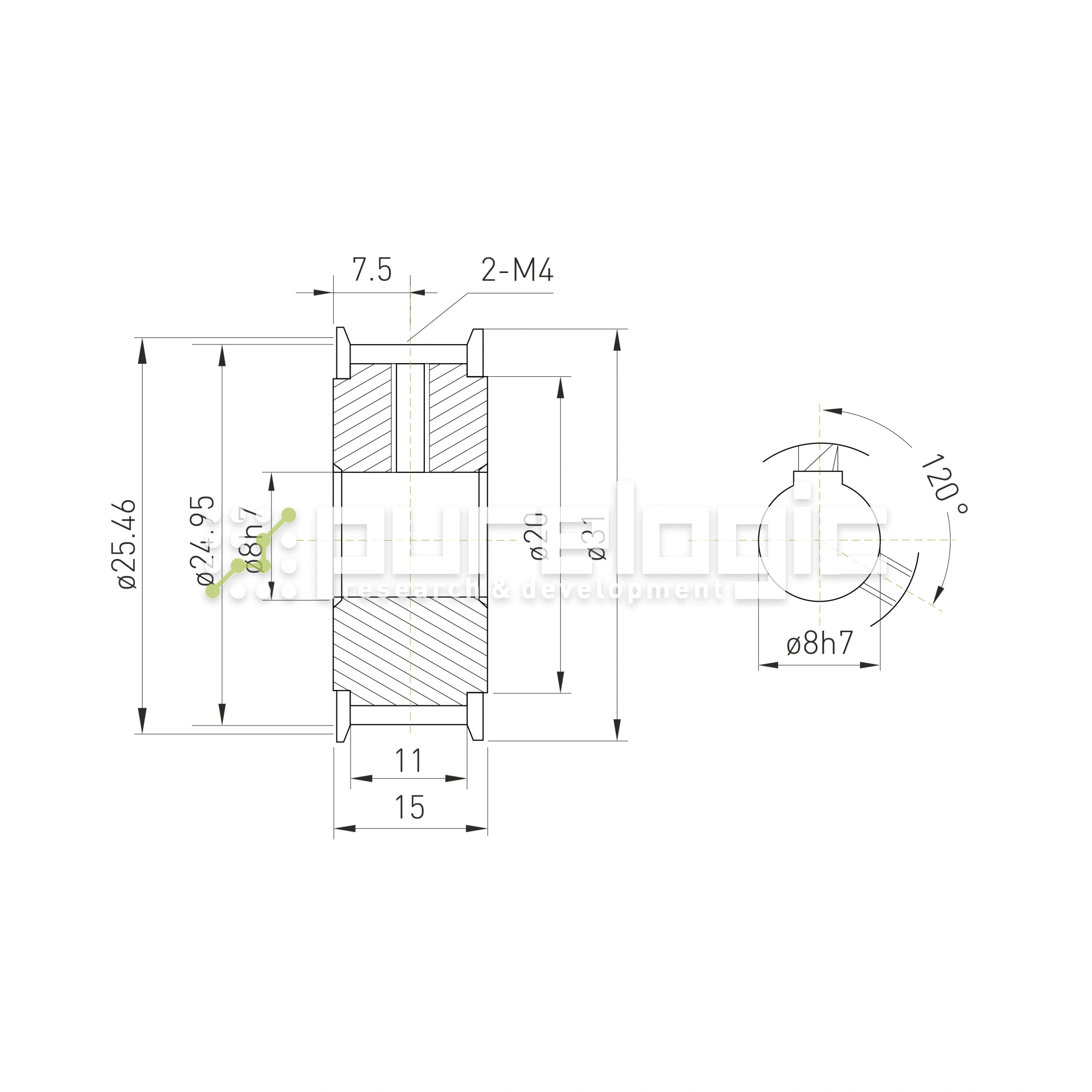 Шкив зубчатый BLA-40-S2M-10-A-N8 1 132 Шкив зубчатый BLA-40-S2M-10-A-N8 фото