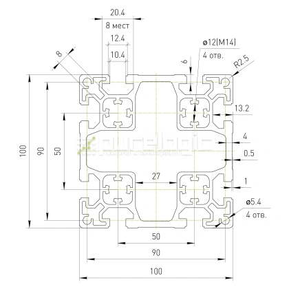 Профиль алюминиевый  HXB100100E-10 фото