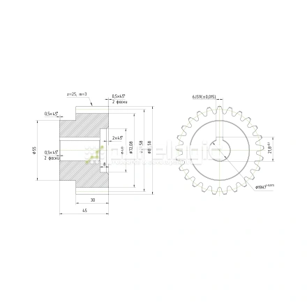 Шестерня косозубая GH3-T25D19 фото