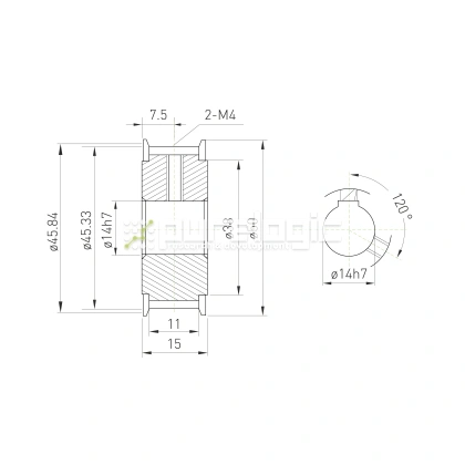 Шкив зубчатый BLA-72-S2M-10-A-N14 фото