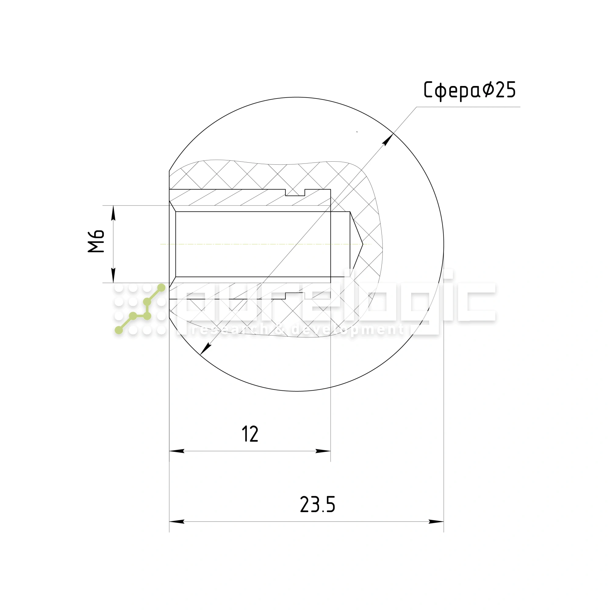 Ручка круглая 100118-25*M6 60 Ручка круглая 100118-25*M6 фото