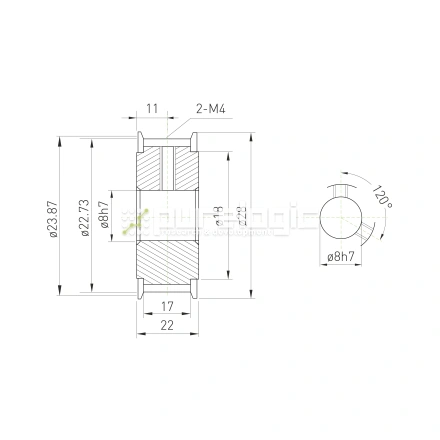 Шкив зубчатый BSY-15-5M-15-A-P8 фото