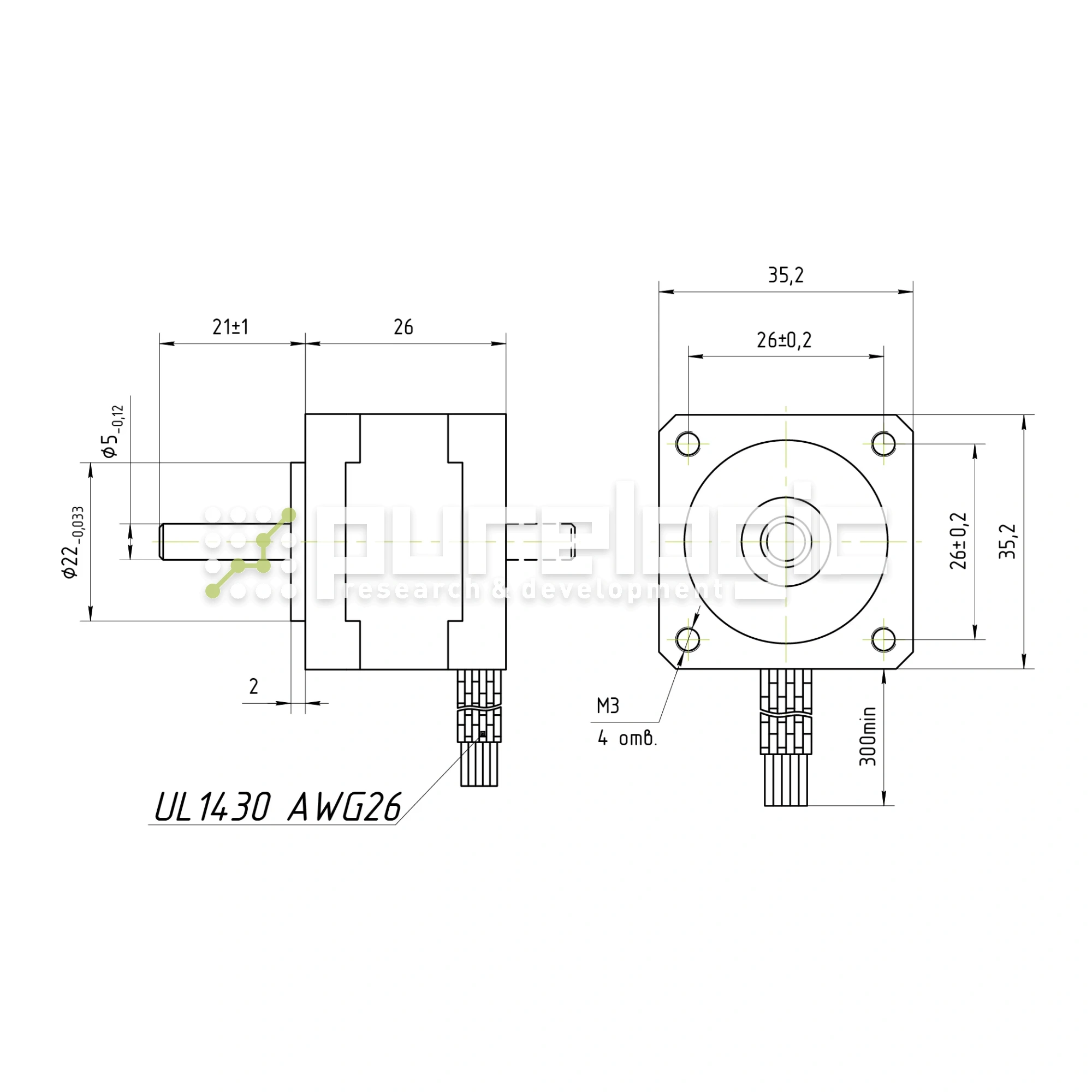 Двигатель шаговый FL35ST26-0284A 2 052 Двигатель шаговый FL35ST26-0284A фото