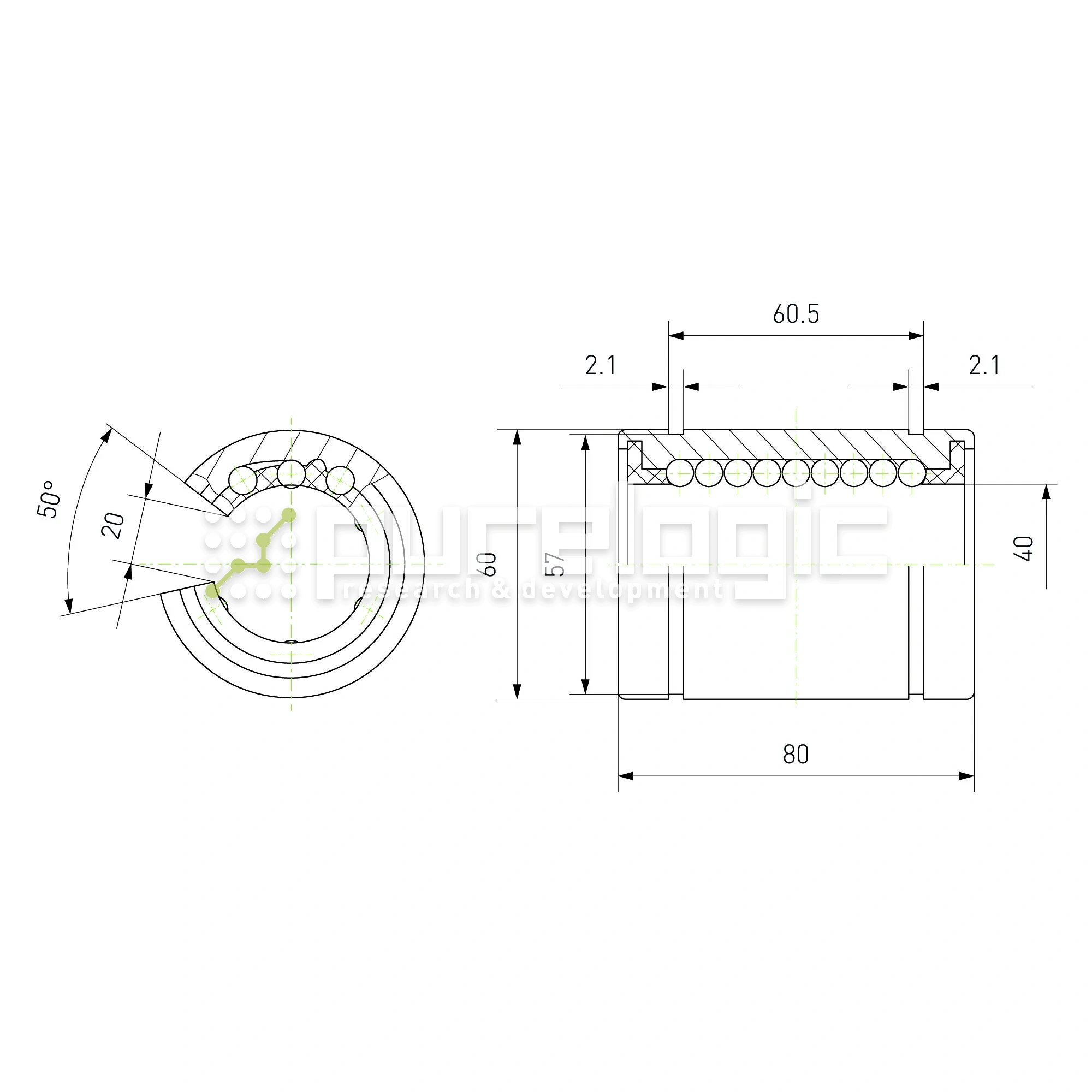 Втулка шариковая LM40-OP 1 069 Втулка шариковая LM40-OP фото