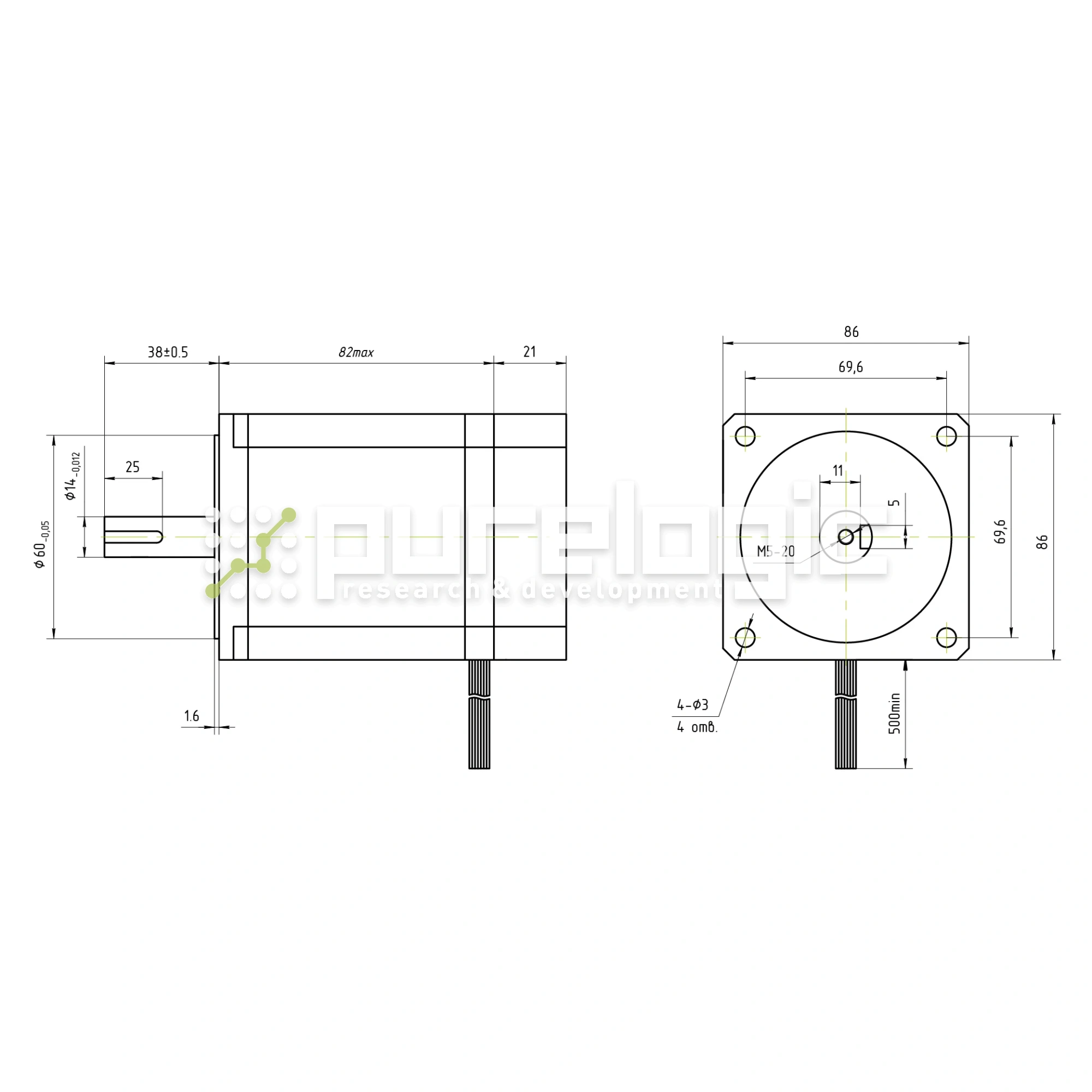Двигатель шаговый с энкодером HD86H82-D14-1K 9 801 Двигатель шаговый с энкодером HD86H82-D14-1K фото