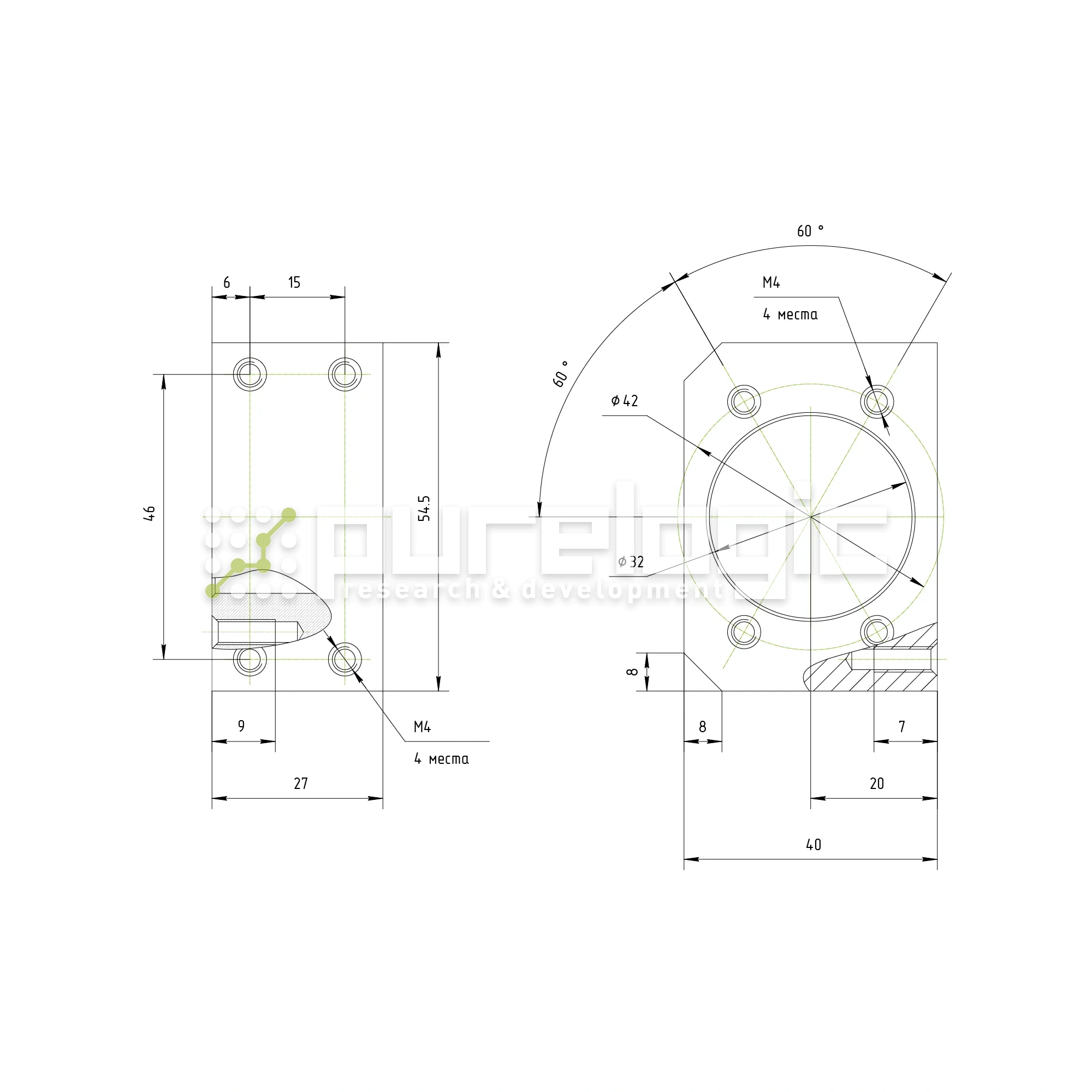 Держатель гайки ШВП  BSG1616 905 Держатель гайки ШВП  BSG1616 фото