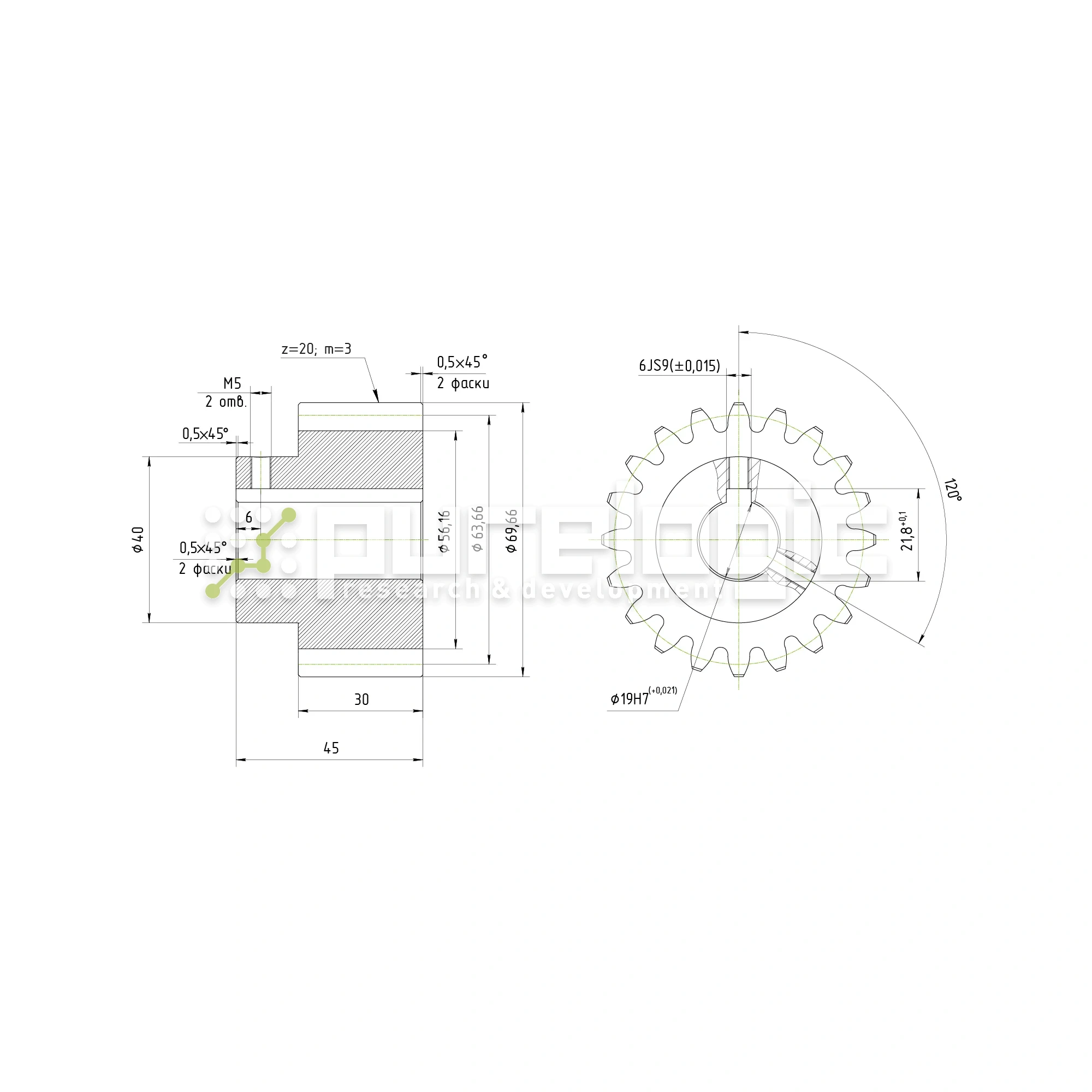 Шестерня косозубая GH3-T20D19 1 694 Шестерня косозубая GH3-T20D19 фото