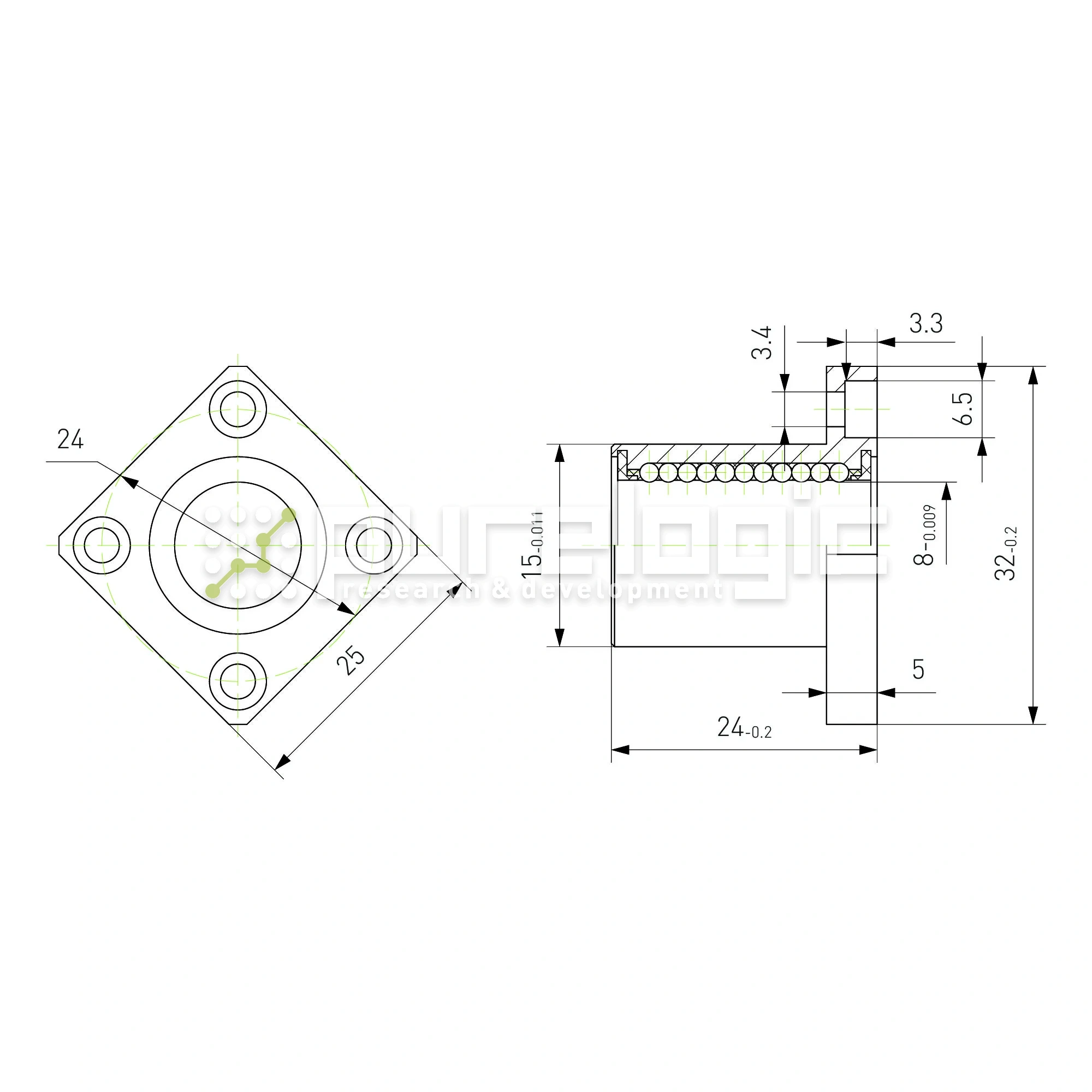 Втулка шариковая с фланцем LMK8 300 Втулка шариковая с фланцем LMK8 фото