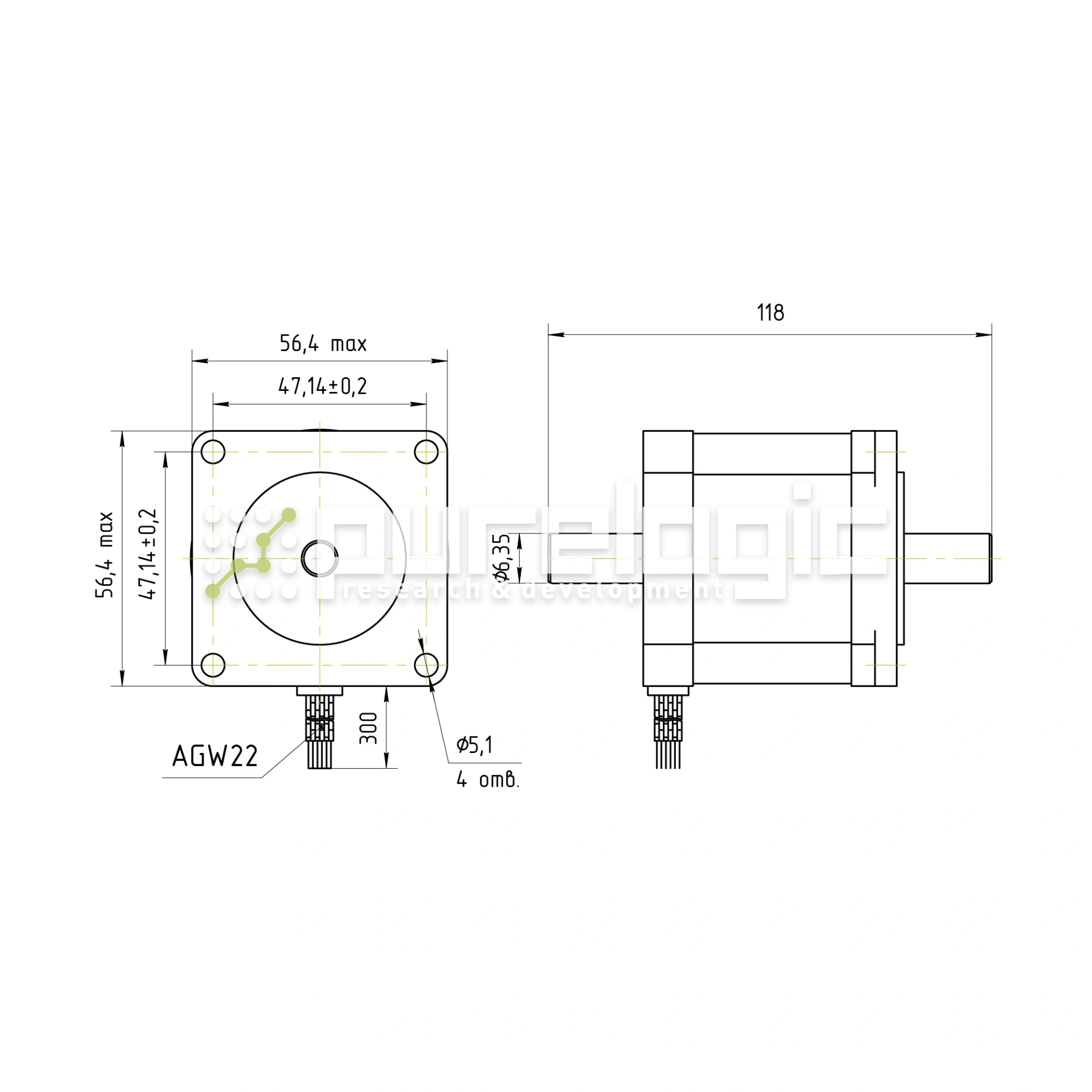 Двигатель шаговый PL57HD76-D6 2 956 Двигатель шаговый PL57HD76-D6 фото