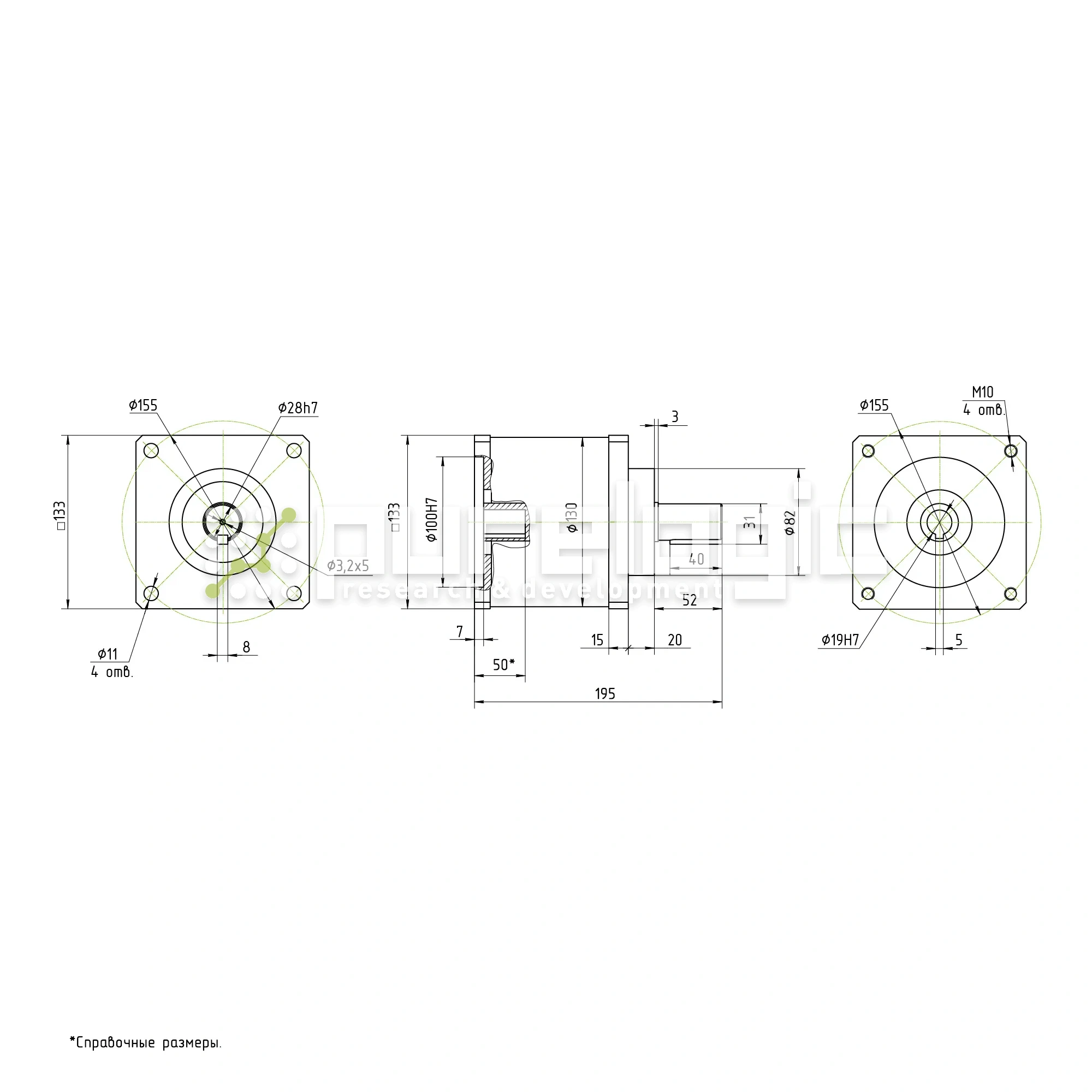 Редуктор планетарный 130PX4K-19K 19 362 Редуктор планетарный 130PX4K-19K фото