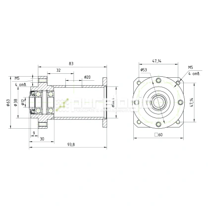Опора винта с фланцем PLM57-12 9 245 Опора винта с фланцем PLM57-12 фото