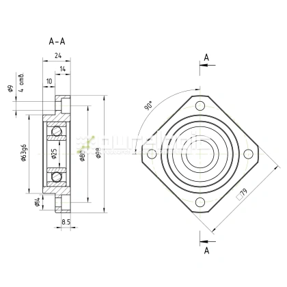 Опора ШВП Hiwin FF25-C5 6 866 Опора ШВП Hiwin FF25-C5 фото